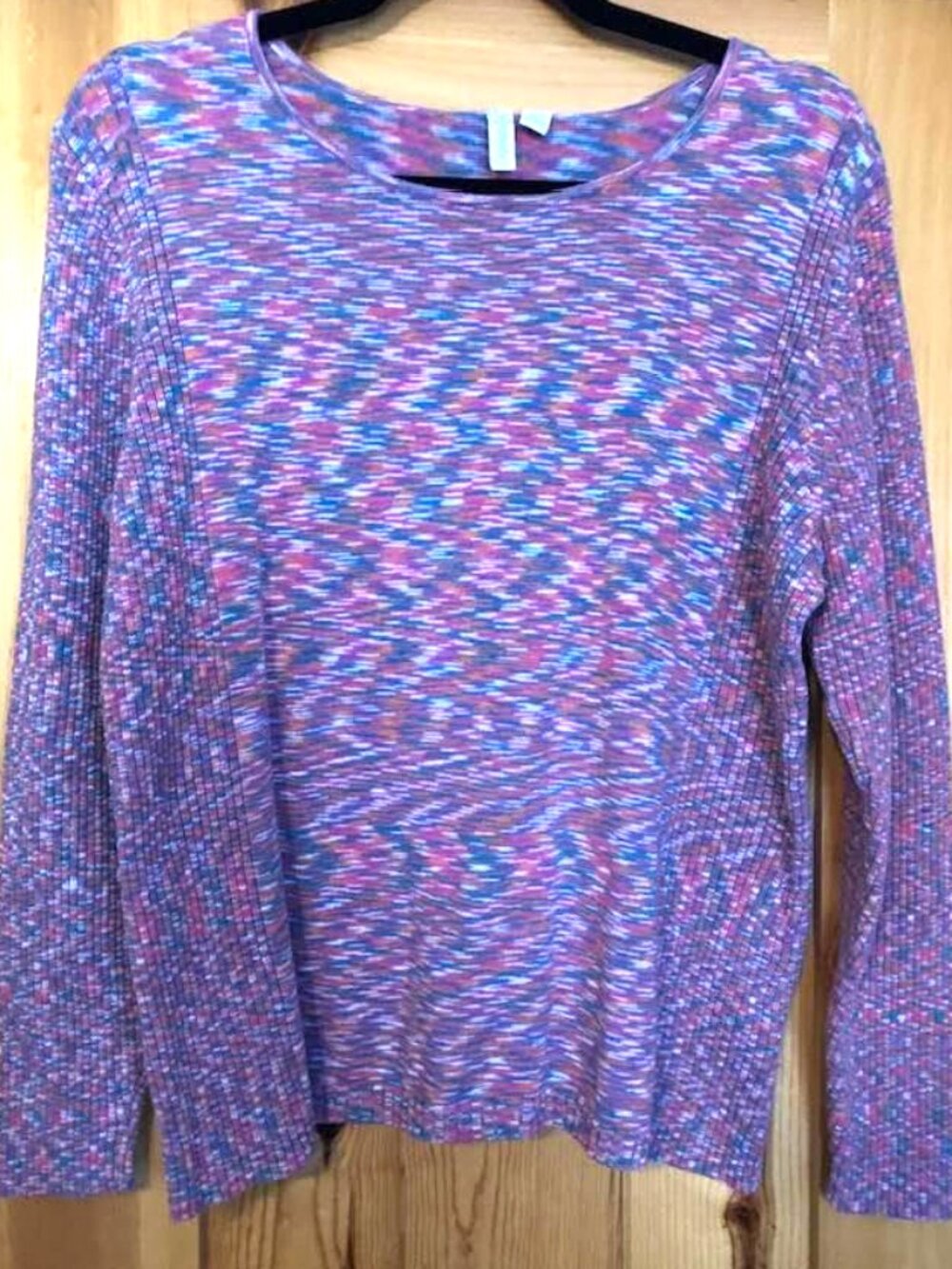Relativity 2X Stretchy Marled Knit 3/4 Sleeve Sweater